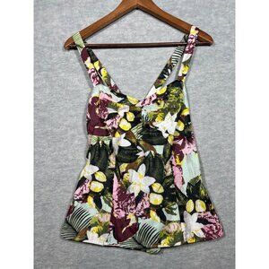 Cabi Women's Floral Print‎ Sleeveless Tank Top Size 10 Cotton Silk Tropical